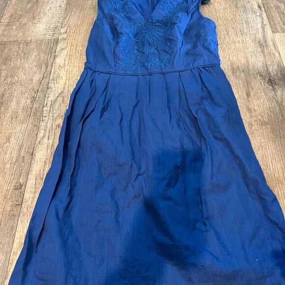 Boden Cobalt Blue Sleeveless Embroidered Sheath Dress Lined Knee-Length Size 6 - Picture 8 of 11